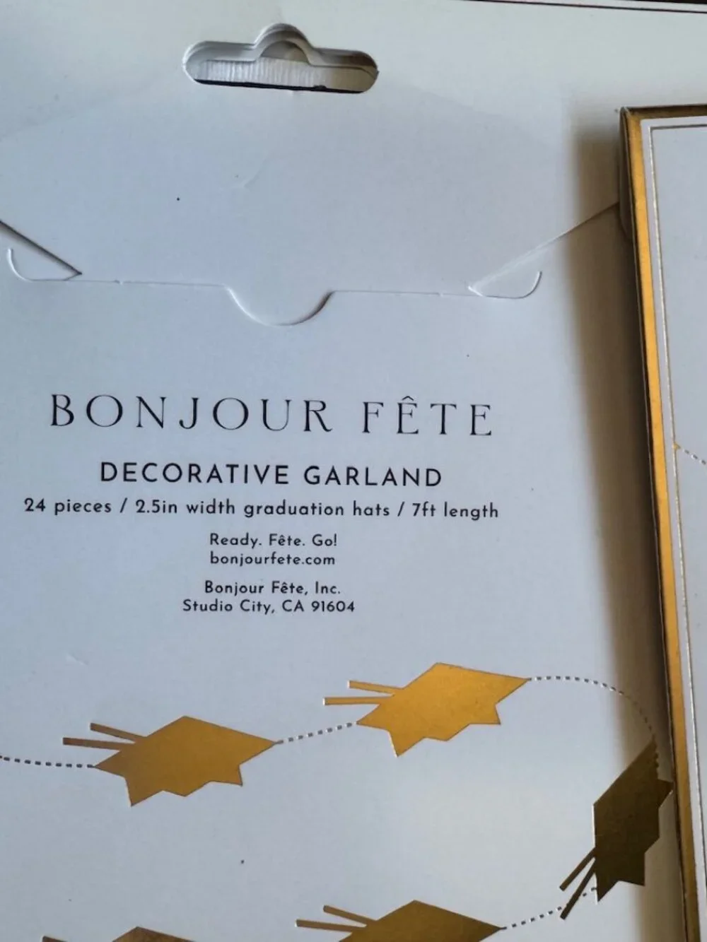 2 Bonjour Fête Gold Graduation Hat Garlands – New in Package
